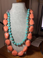 Joan Rivers Special Coral Nugget & Turquoise Bead Necklace