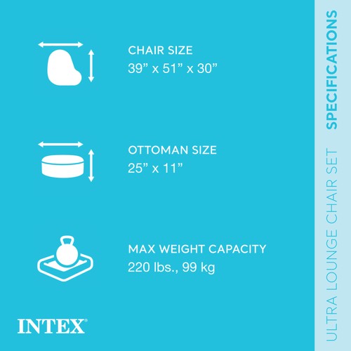 Intex Inflatable Ultra Lounge Chair With Cup Holder And Ottoman Set (2 Pack) - 第 3/8 張圖片