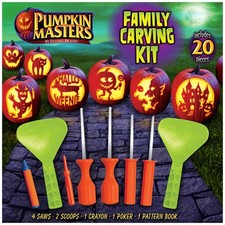 4 PCS Halloween Pumpkin Carving Tools Set 12 Stencil Patterns Safe DIY