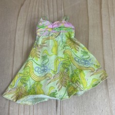Barbie Doll Sleeveless Dress Green With Multicolor Swirls
