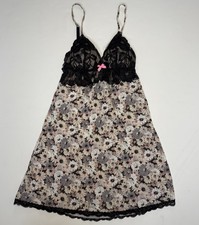 VTG Y2K Victoria  s Secret BabyDoll Lingerie Teddy Small Lace Floral Coquette EUC