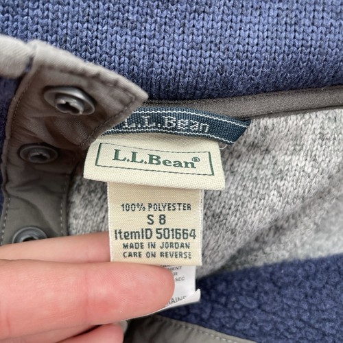 LL Bean Boys Small 8 Sweatshirt Navy Gray Fleece Pullover Quarter Knit Kids - Picture 4 of 6