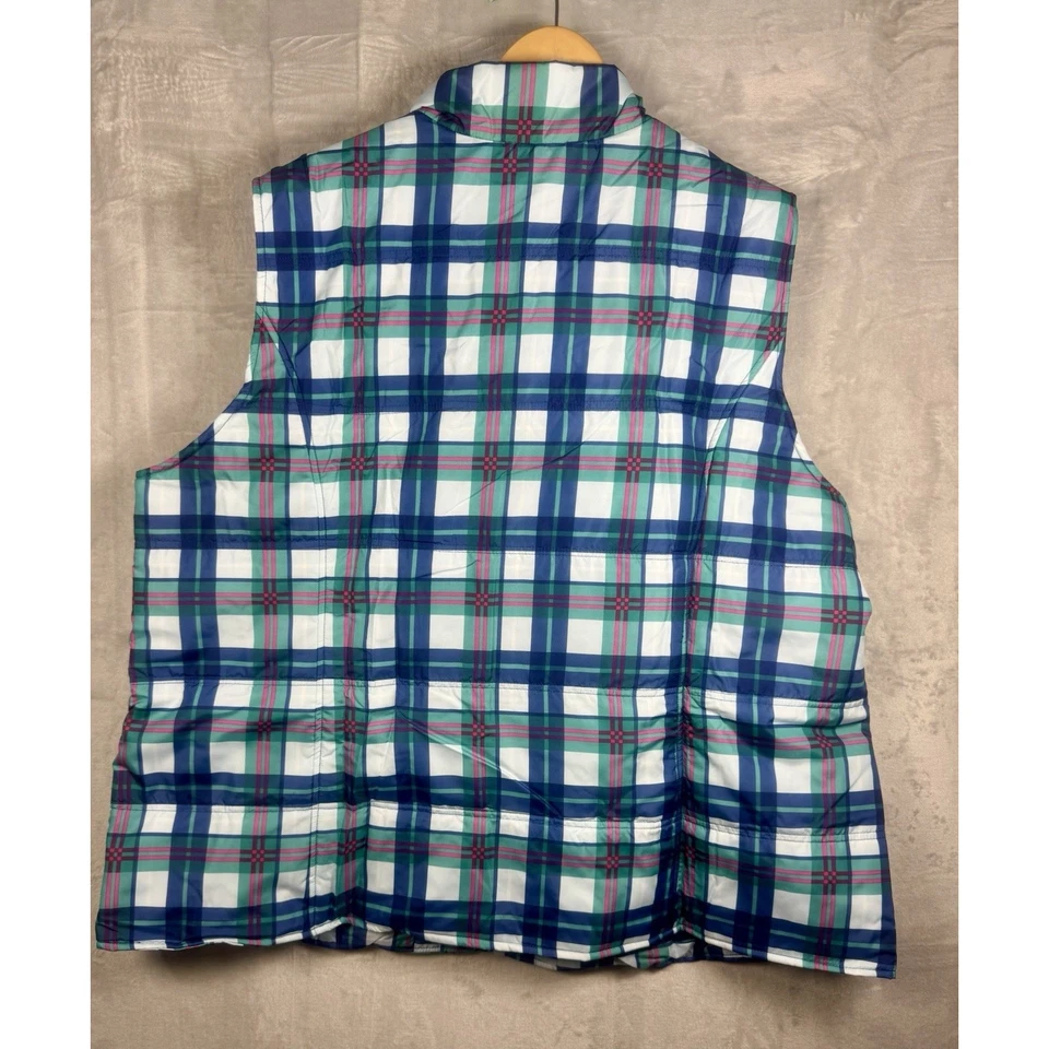 Woman Within Plaid Puffer Vest Plus Size Women’s 3X Multicolor Lightweight Fall - Image 4 of 4