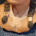 Painted Ceramic Native American Bust Sculpture Braided Hair Feather 20" Decor — photo 3