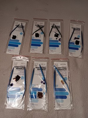 Lot of 7 Boye Circular Knitting Needles, Size5,6,7,8,9,10,10.5 Var Length Lot 7