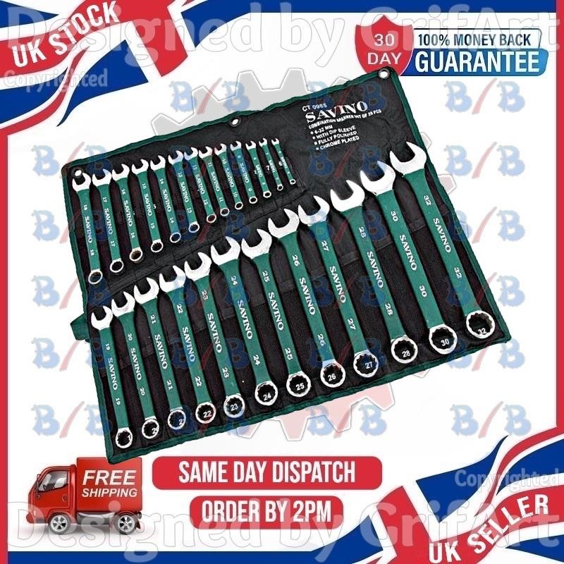 25PC METRIC COMBINATION SPANNER WRENCH SET SOFT GRIP 6MM TO 32MM TOOL HOLDER