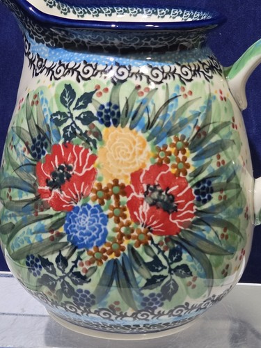 Brocca ceramica polacca vintage UNICO floreale, made in Poland, ottima - Foto 5 di 21