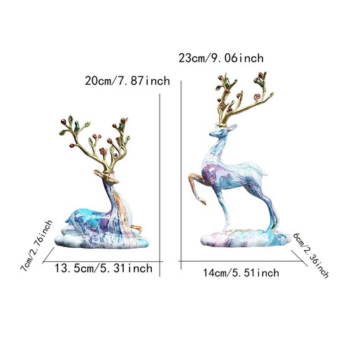 Reindeer Figurines Resin Sitting Standing Deer Statues for Bookcase TV Stand - Picture 6 of 7