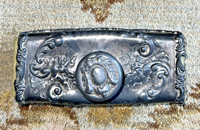 Antique Ornate Rocker Blotter Silver Tone