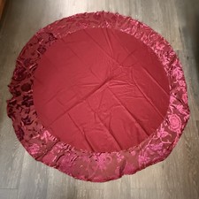 Burgundy Round Tablecloth With Sheer Flower B...