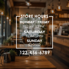 Personalized Business Hours Vinyl Decal Storefront Window Door Sign