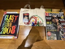 Glastonbury 2008 Official Programme, Tote Bag, Lanyard gig guide and Q Review