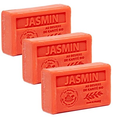 Französische Seife, Jasmin mit Bio Sheabutter, Savon de Marseille 3 x 60g Riegel
