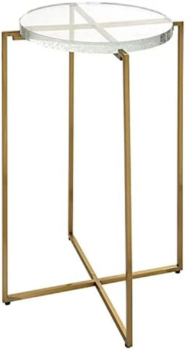 Star-Crossed Modern Gold & Clear Stainless Steel Accent Table - Picture 4 of 4