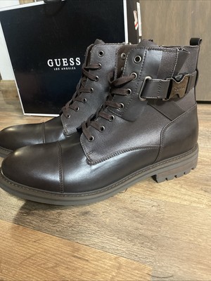 BRAND NEW Guess Mens Dark Brown Rand Lace Up Zip Closure Combat Boots Size 13 Guess Mens Brown With Zipper & Lace-Up Closure Rand Combat  main image 2