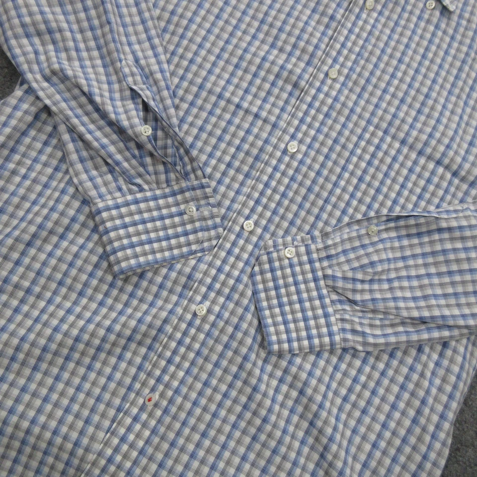 Camisa Isaia Para Hombres 15.5 40 Azul Blanco A Cuadros Abotonada Hecha en Italia Vestido Formal Foto 2 de 4