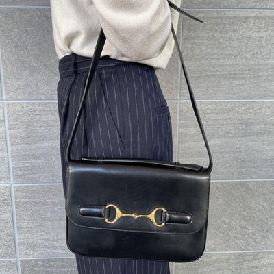 Vintage Old CELINE Black Leather Shoulder bag YS367