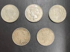 1923 Peace Silver Dollars - lot of 5 silver coins