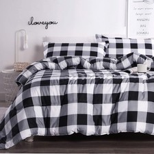 Andency Black Plaid Comforter Set Full Size 79x90 Inch , 3 Pieces 1 Gingham...