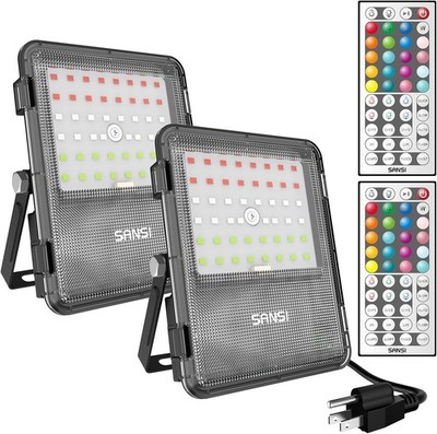 2-Pack LED Flood Light RGBW Outdoor 80W (800W) 8800LM for Party Landscape Remote