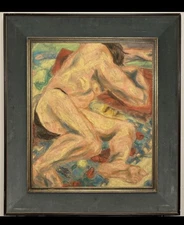 Abstract Study of Nude Gouache Painting Rendering Of The Male Figure Form Body