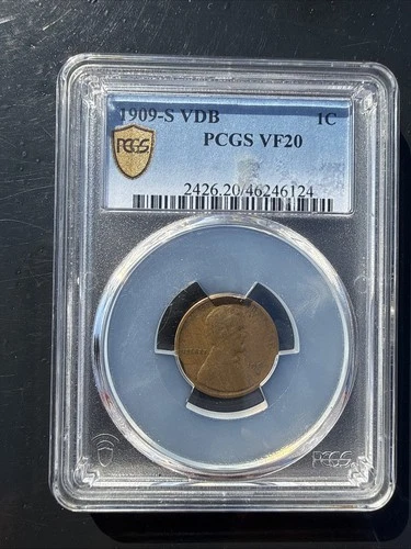 1909 S VDB Lincoln Wheat Copper Cent 1C PCGS VF 20