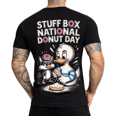 Stuff Box Herren T-Shirt Donut Day schwarz Cartoon Backprint S-5XL kurzarm Shirt