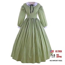 Women's Civil War Dress Victorian Dickens Costume1860s Civil 3X-Large Green