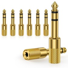 6.35mm Male to 3.5mm Female 1/4 in 1/8 in Audio Jack Adapter Gold