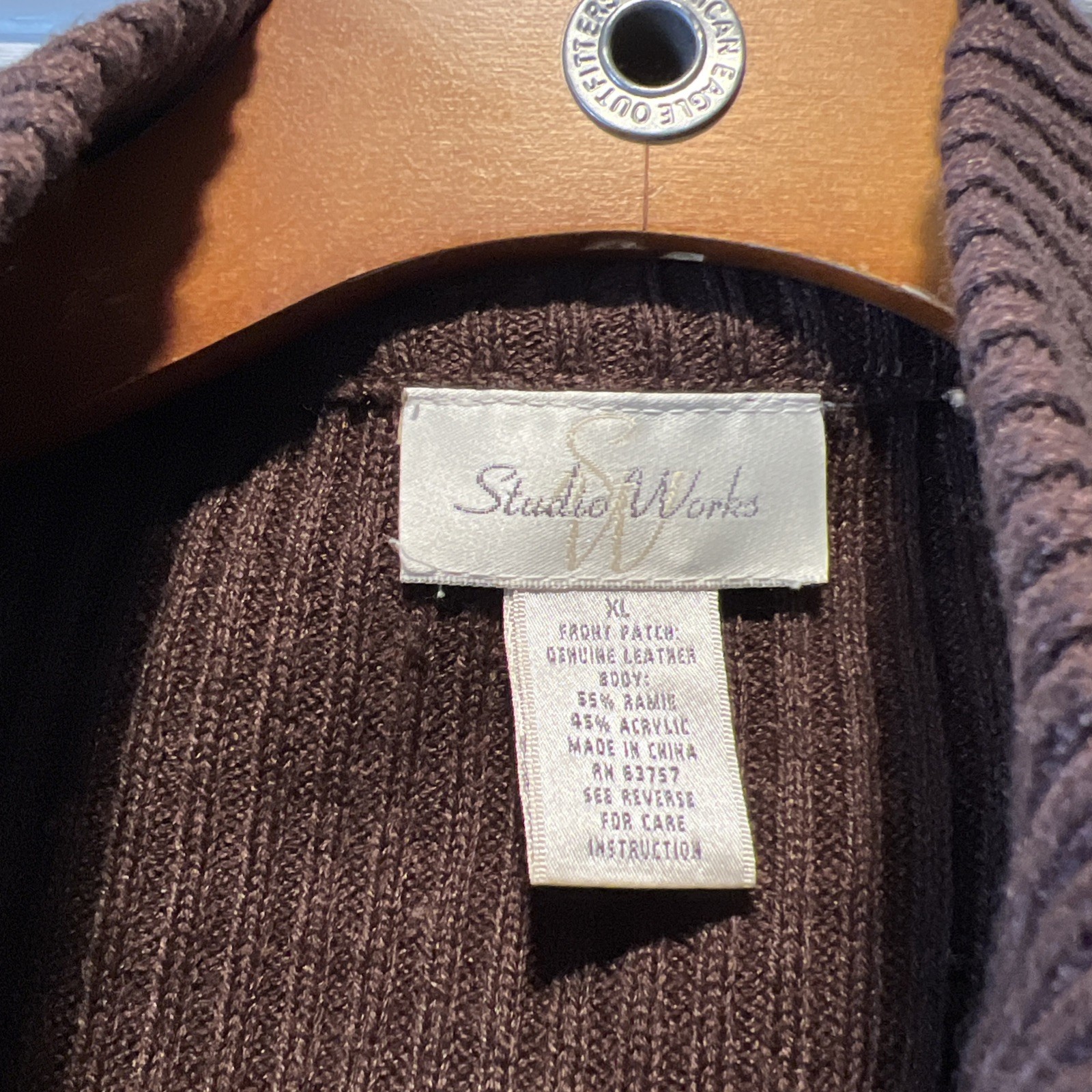 Studio Works Suede Black Brown Patchwork Sweater … - image 2