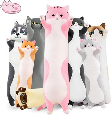 Gatito De Peluche Encantador Muneco Suave Y Tierno Almohada Larga Para Dormir US