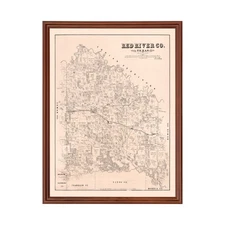 Old Map of Red River County, TX 1879 - Vintage Texas Art