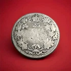 1929 🇨🇦 Canada 25c Quarter Silver .800 George V Era Pocket Piece well worn
