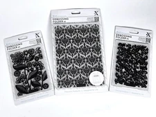 Xcut EMBOSSING FOLDERS Set of 3 - FOLK FLORAL SWEEPING FLORAL DAMASK BACKGROUND