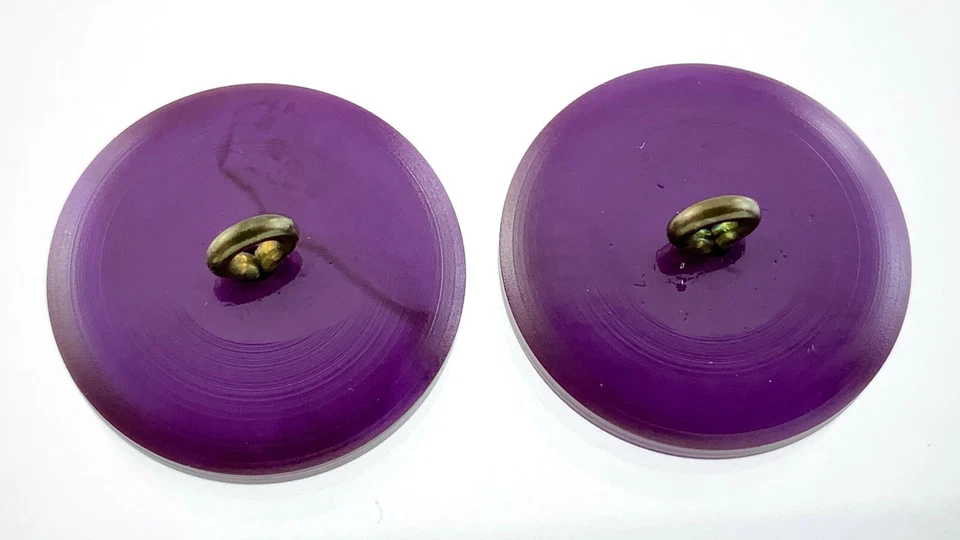Vintage Molded Plastic Purple Garment Button .9in Set of 2 Spiral Pattern 198B - Image 2 of 4