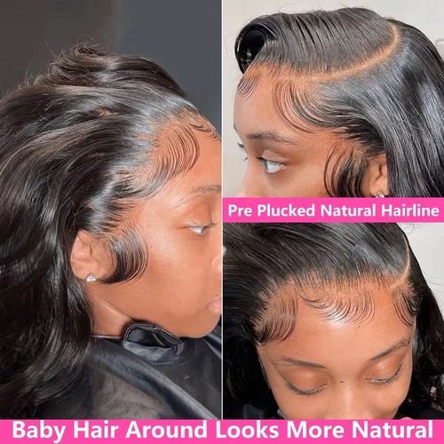 HD Transparent 13x4 13x6 Body Wave Lace Front Wig Pre Plucked Human Hair Wigs - Picture 2 of 7