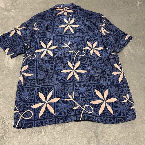 Avanti Hawaii Hemd Knopfleiste 100% Seide leicht geblümt blau Herren Freizeit S