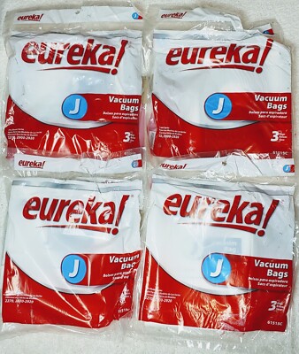 4 X Genuine Eureka Style J Vacuum Bag 61515C - (12 Bags) NEW Sealed Ships Fast