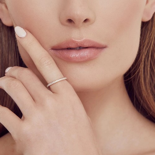 14K Yellow Gold Diamond Eternity Ring Size 5 Natural Round Cut 0.38 CTW 2.5MM - Picture 2 of 5