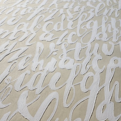 Ronald Redding Masterworks white beige cream Novelty hand writing Wallpaper 3D - Picture 8 of 10