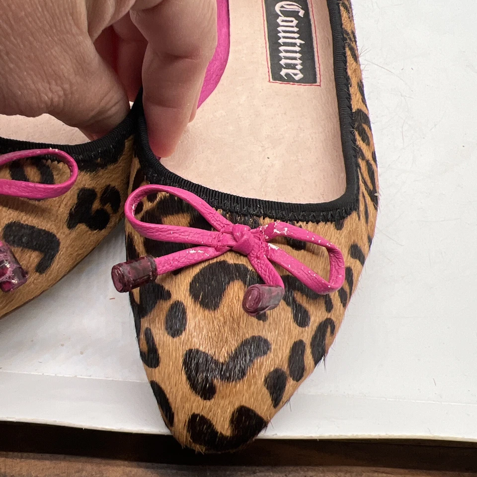 JUICY COUTURE Multi Estampado Guepardo Becerro Escarlata Ballet Planos Talla 8M -con Caja Foto 4 de 4