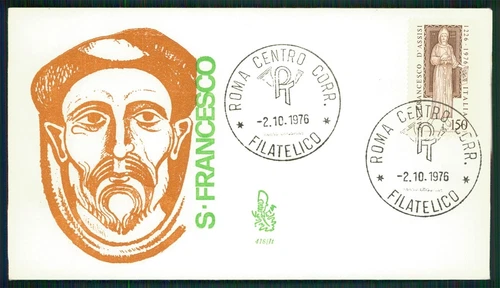 ITALY FDC 1976 SAINT ST. FRANCIS OF ASSISI ASIS FIRST DAY COVER h2740