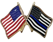 Thin Blue Line / USA Flag LAPEL PIN Support Police Blue Lives Matter Made in USA
