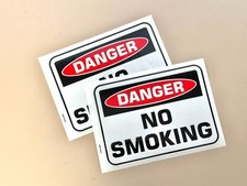 2 x Danger No Smoking Laminated UV Sticker, Office Sign Decal, 9 x 6.5 in