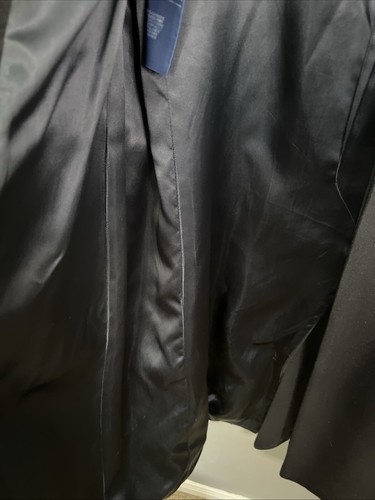 VTG Burberry Mens Overcoat 100% Cashmere 46? Loro Piana Italy Black *spot* 90s - Picture 11 of 14