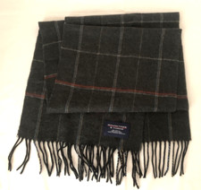 Roundtree and Yorke Long Scarf Acrylic Gray White Red Plaid Germany Made