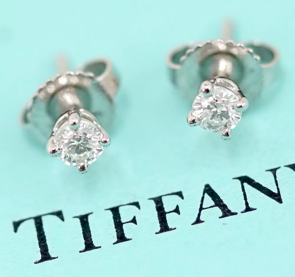 Tiffany Solitaire Diamond Stud Earrings