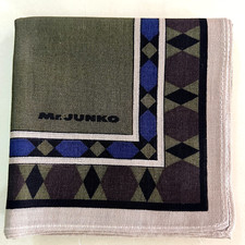 MAN HANKY JAPAN GREEN PURPLE GEOMETRIC CLASSIC COTTON POCKET ART SQUARE 18   JK7