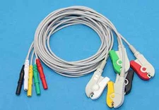 5 leads Pinch Clip Din 1.5mm ECG Cable AHA Leadwire Compatible