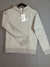 NWT Nike Sportswear Essential Fleece Pullover Hoodie Grey Size Small BV4124-063